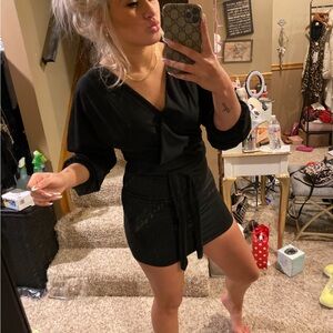 SHEIN Long Sleeve Black Dress